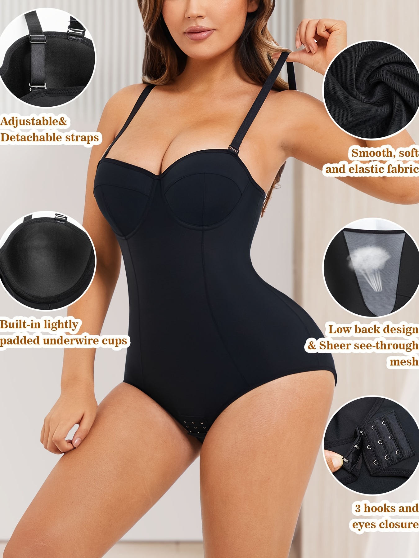 Removable Straps Shaping Bodysuit Tummy Control Butt Lifting - Temu