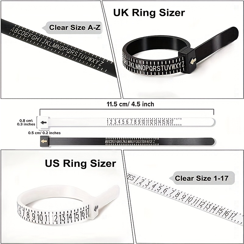 NIUPIKA Ring Sizer Set Metal Measuring Tool Ring Mandrel Finger Sizing  Gauge Set US Size Jewelry Measurement Tools with Jewelers Rubber Hammer