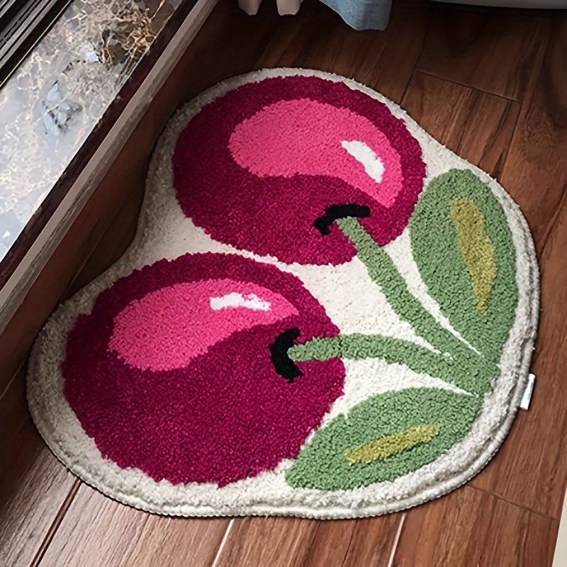 Homgreen Cherry Bath Mat for Bathroom, Luxury Bathroom Mats Non Slip Cute  Fruit Shaped Absorbent Bathtub Rug Bathroom Tub Plush Shower Rugs Washable  