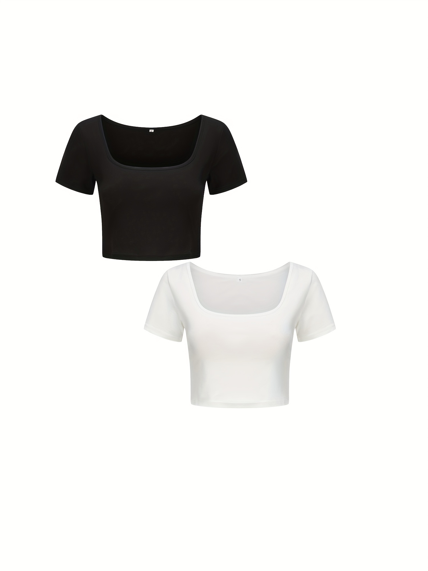 Scoop Neck Cropped T shirt Sexy Solid Long Sleeve Slim T - Temu