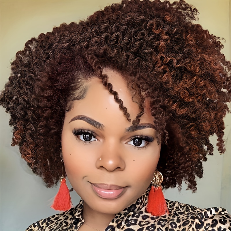 6 Inch Fashion Short Wigs Side Part Wig Afro Bomb Curly Wig African American Wigs Heat Resistant Fiber Kinky Synthetic Full Wigs For Women 1B 350