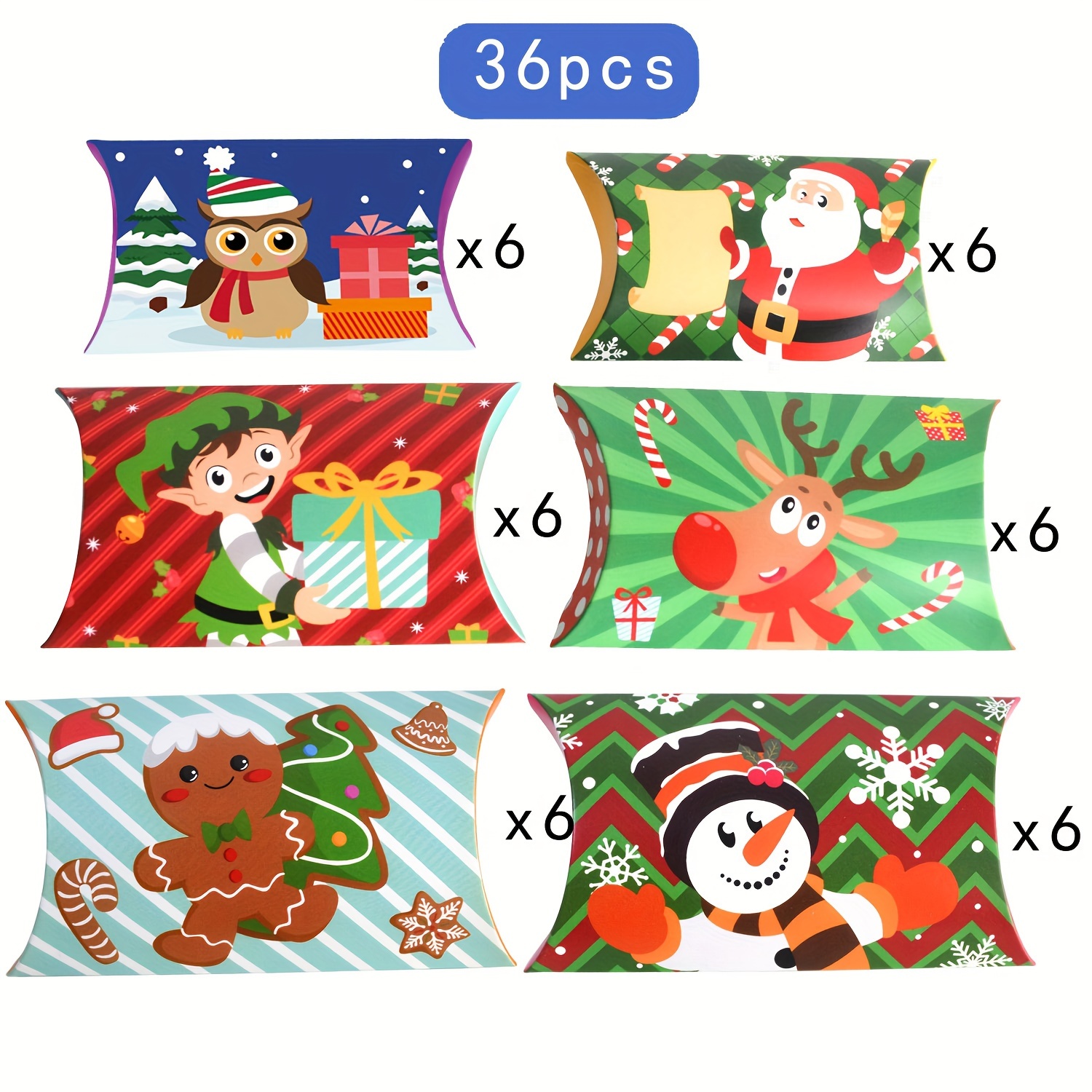 10Pcs Christmas Pillow Candy Box Christmas Element Family Gathering Gift  Cute Gift Box for Festival Paper Silver