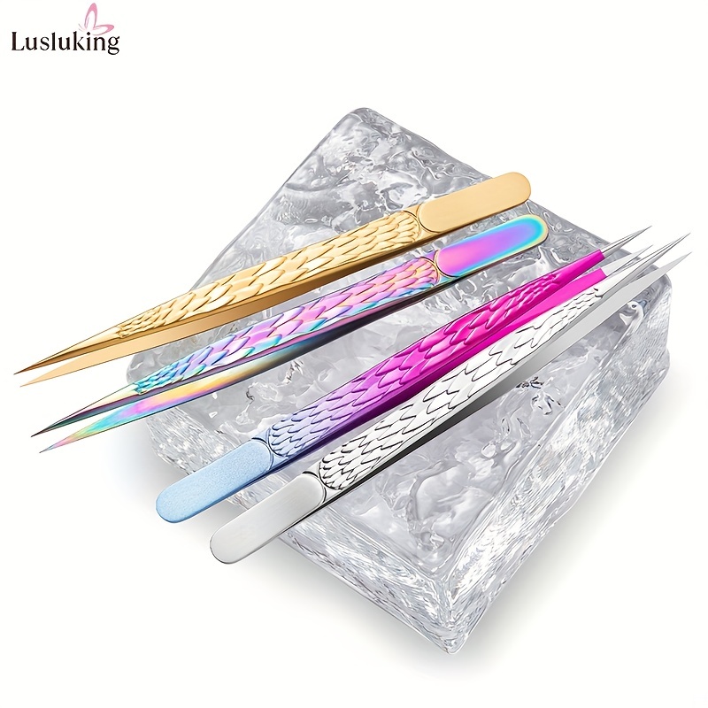 

1/4pcs Stainless Steel Eyelash Extension Tweezers Hyperfine High Precision Straight Lash Eyebrow Tweezers Makeup Tools - Facial Care Gifts For Mother