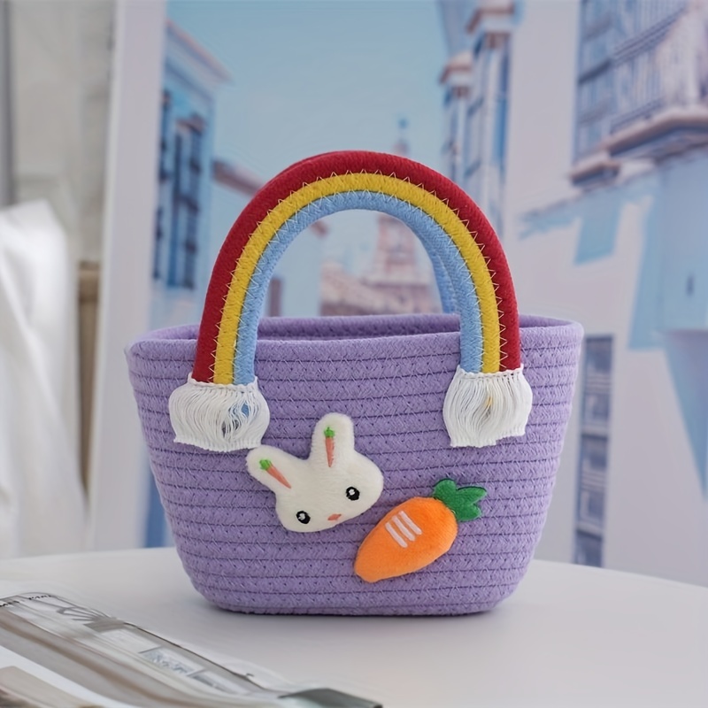 Girls Cute Strawberry Carrot Decor Straw Woven Shoulder Bag Coin Purse  Crossbody Bag With Zipper - Temu