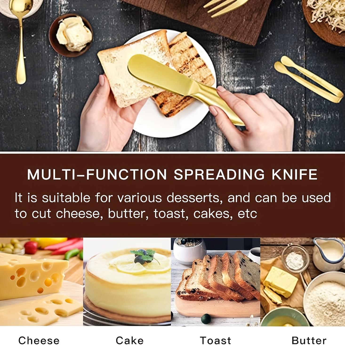 Gold Butter Knife, Stainless Steel Cheese Spreader, Butter Spreader Knife  Set, Kitchen Daily Spreader Knife For Cheese, Cold Butter, Jam, Pastry And  More For Restaurant/food Truck/bakery - Temu
