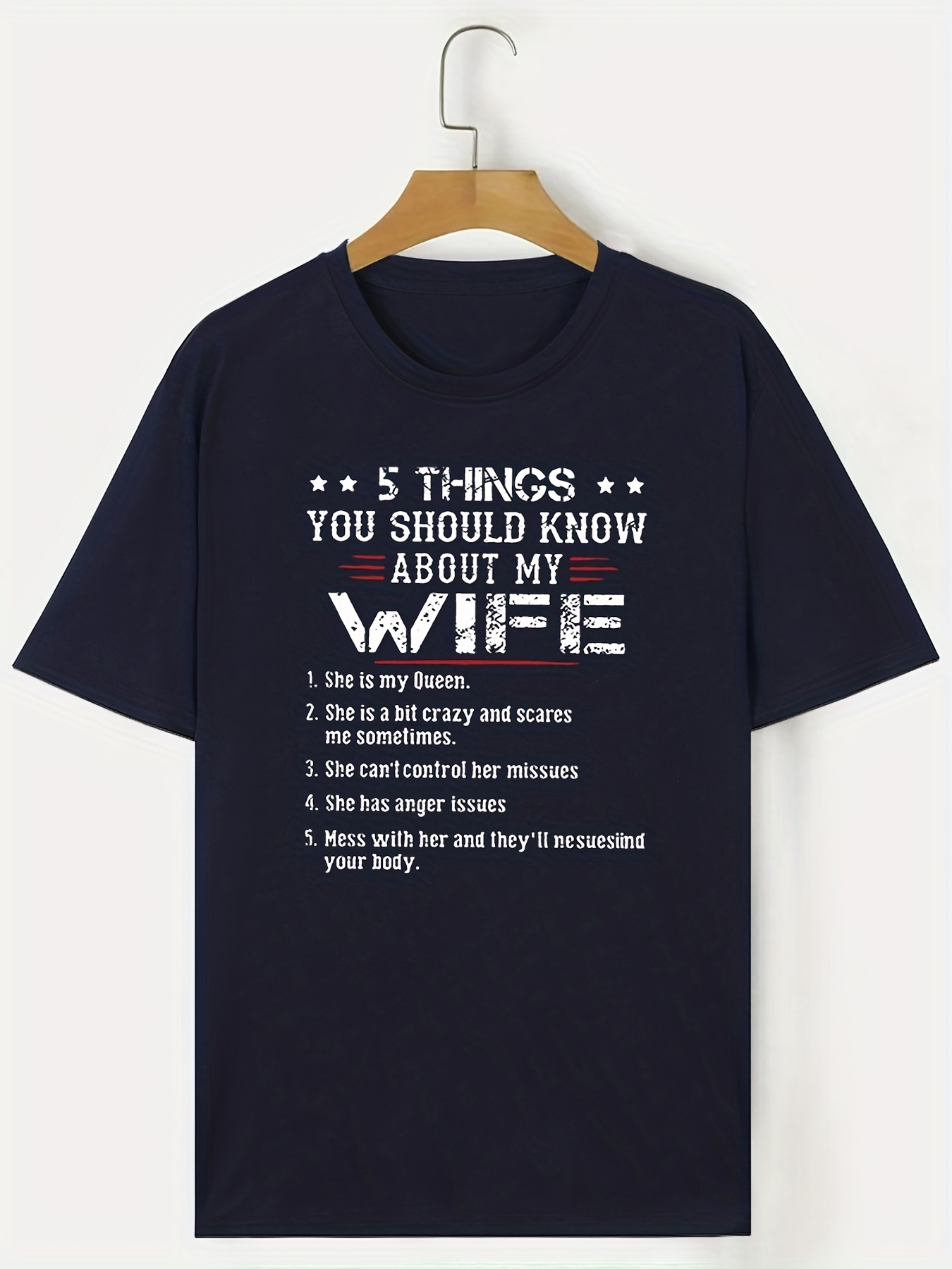 Funny Wife Slogan Pattern Print Men's T-shirt, Graphic Tee Men's Summer  Clothes, Men's Outfits - Temu