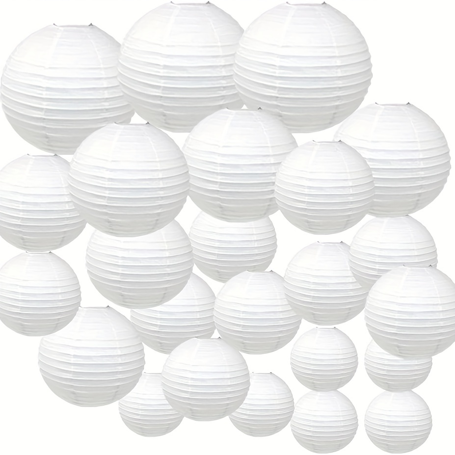 Decorative Round Chinese Paper Lanterns Chinese White Paper - Temu