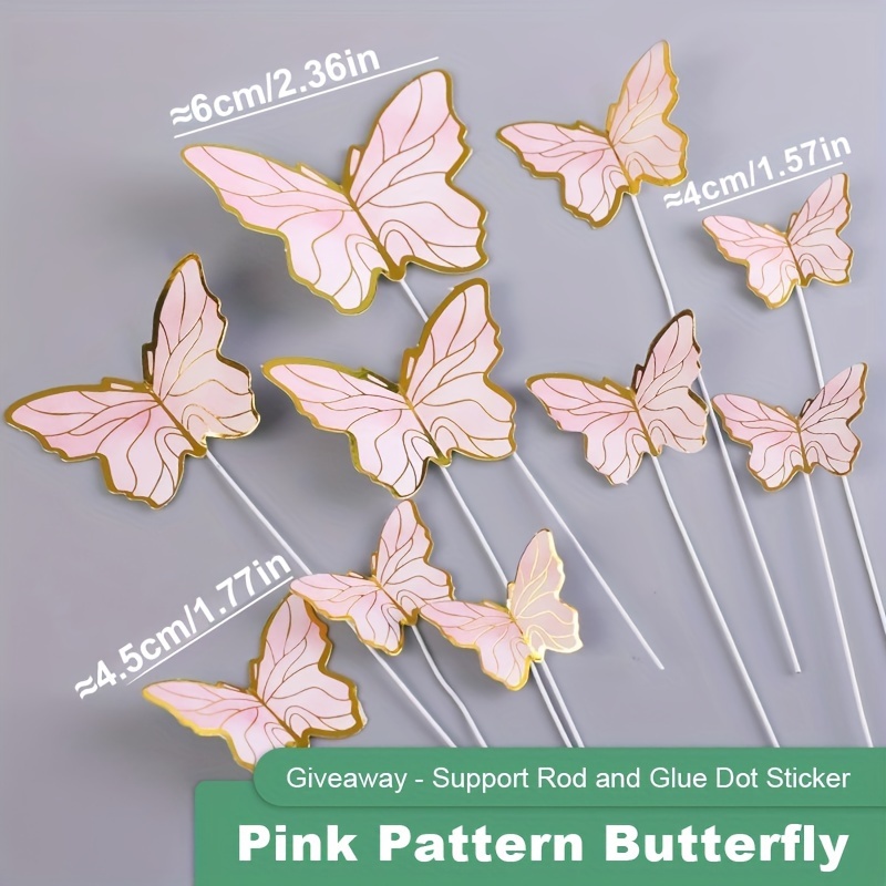 10 pcs Gold Butterfly Paper Topper For Cake And Cupcake Decoration