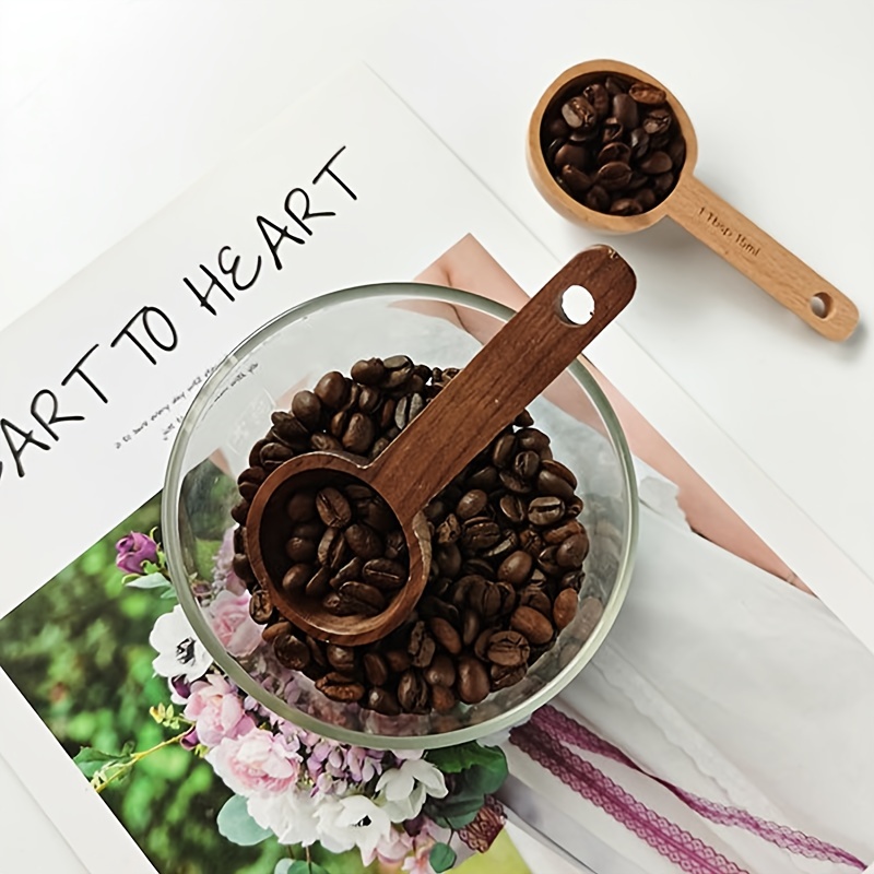 Wooden Coffee Bean Spoon Beech Coffee Bean Measuring Spoon - Temu