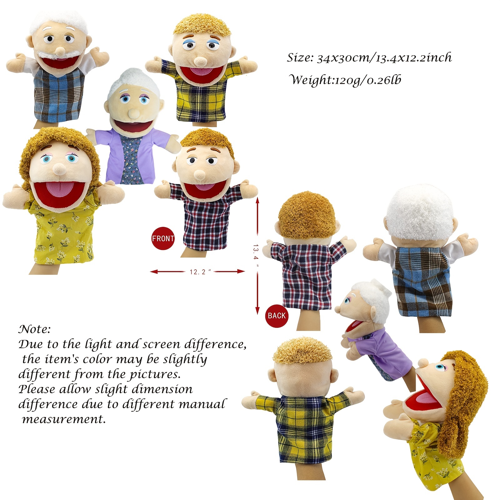  Toyvian 2pcs Character Hand Puppet Family Hand Puppets