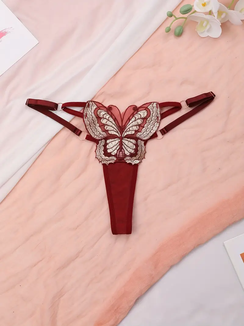 Sexy Lace Thong Panty Ring Linked Low Waist Semi sheer - Temu Canada
