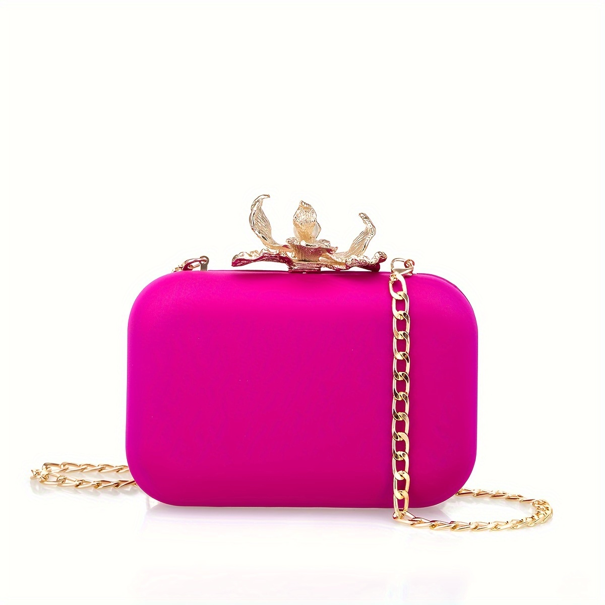 Metal Craft For Lotus Pink Lycra Clutch Bag