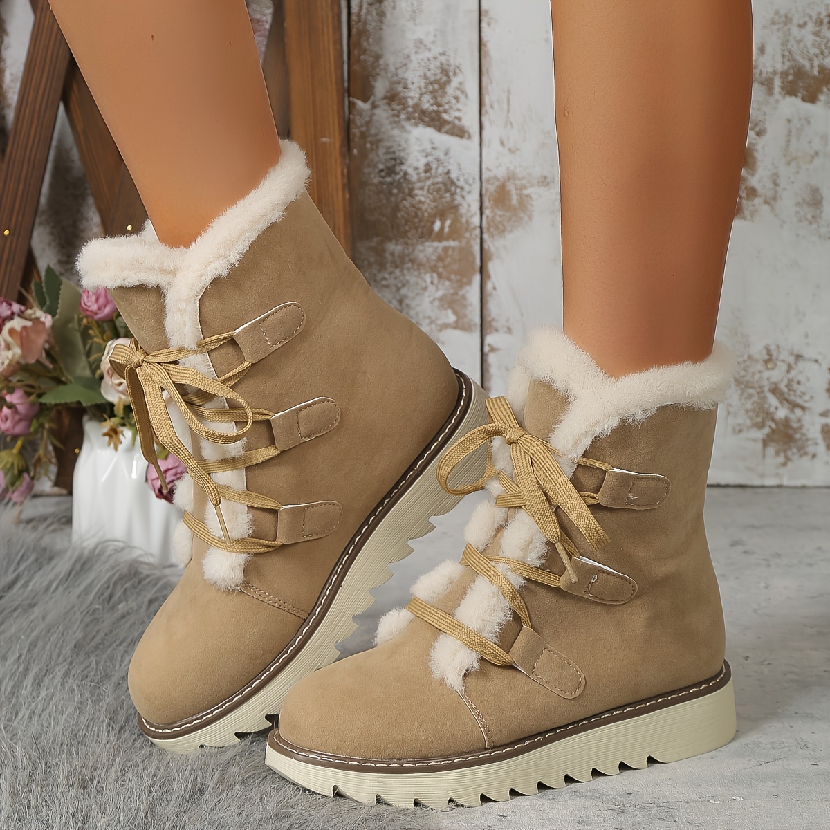Botas Nieve Térmicas Invierno Mujer Zapatos Sin Cordones - Temu