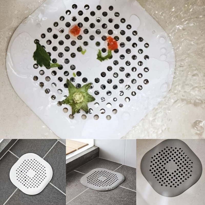 1pc Sink & Shower Drain Hair Catcher Strainer, Silicone Drain Cover For  Preventing Clogging