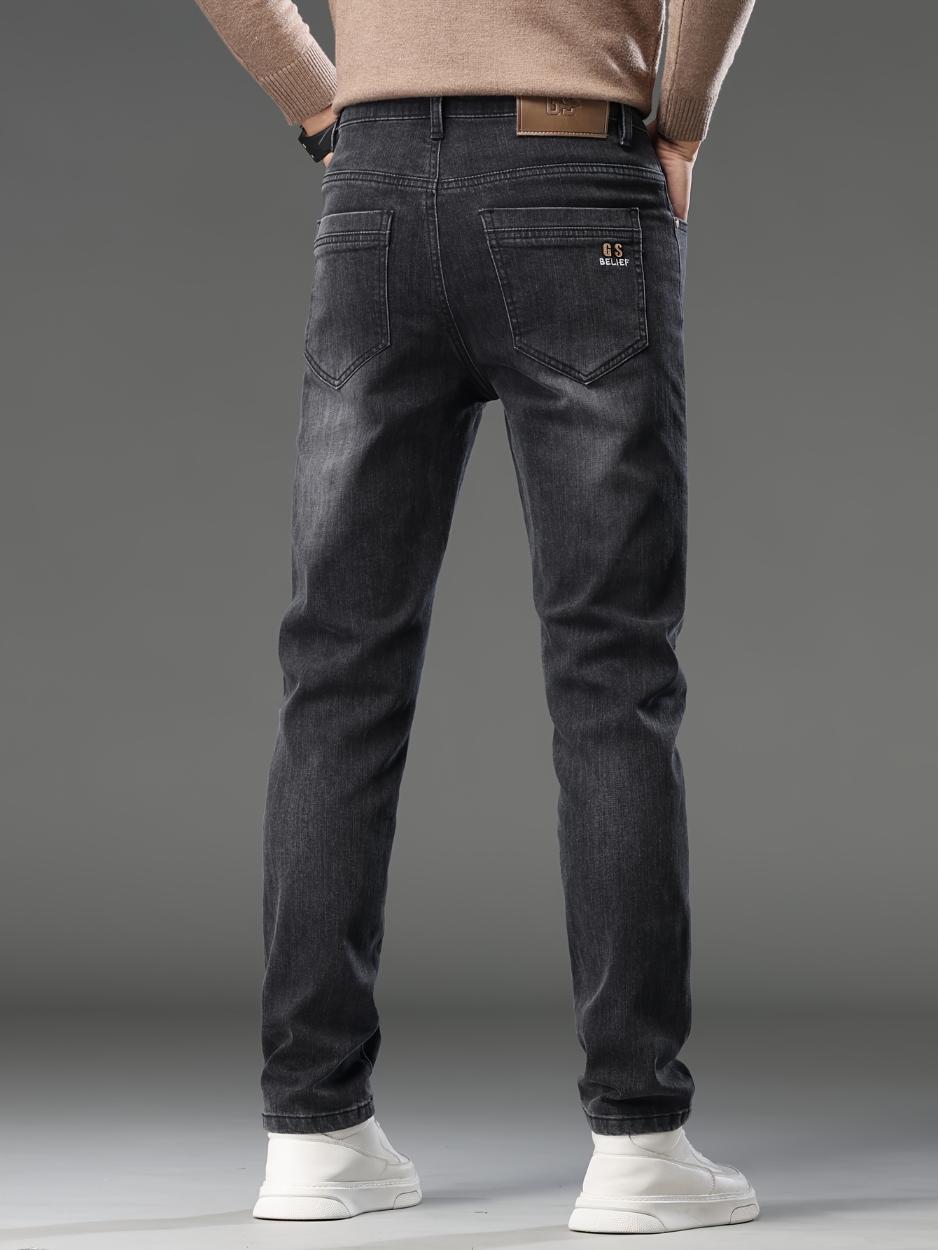 Clásico Diseño Slim Fit Jeans Pantalones Mezclilla Estilo - Temu Chile