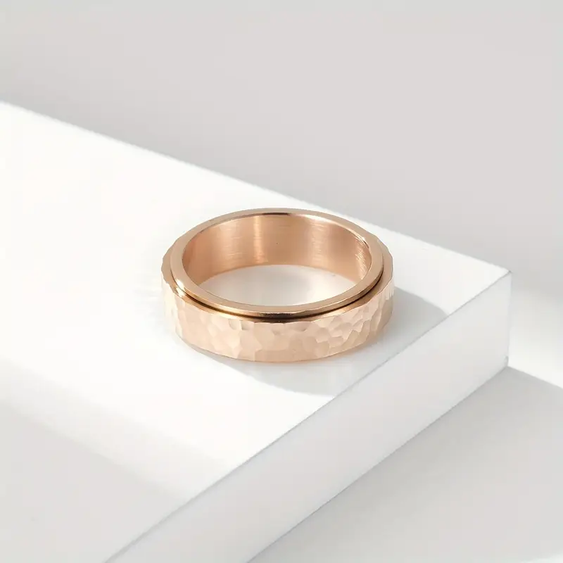 elegant stainless steel rotating ring with unique alloy pattern hypoallergenic non slip rubber for casual attire or special occasions daily wear ring minimalist ring durable ring Product details 7