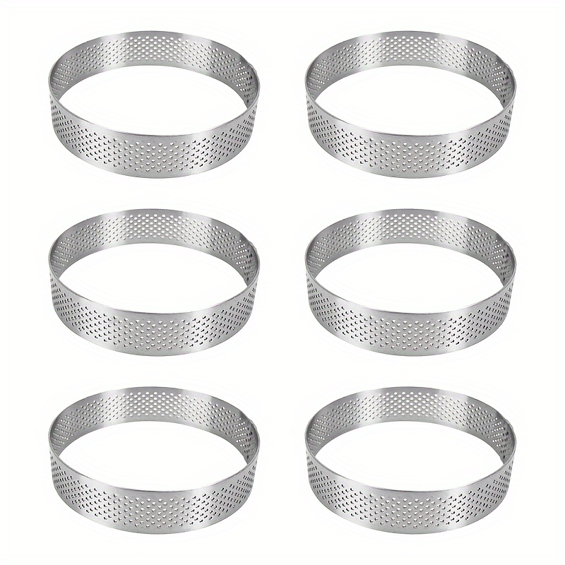 6pcs,3.15 Inch Tart Ring, Perforated Tart Rings for Baking