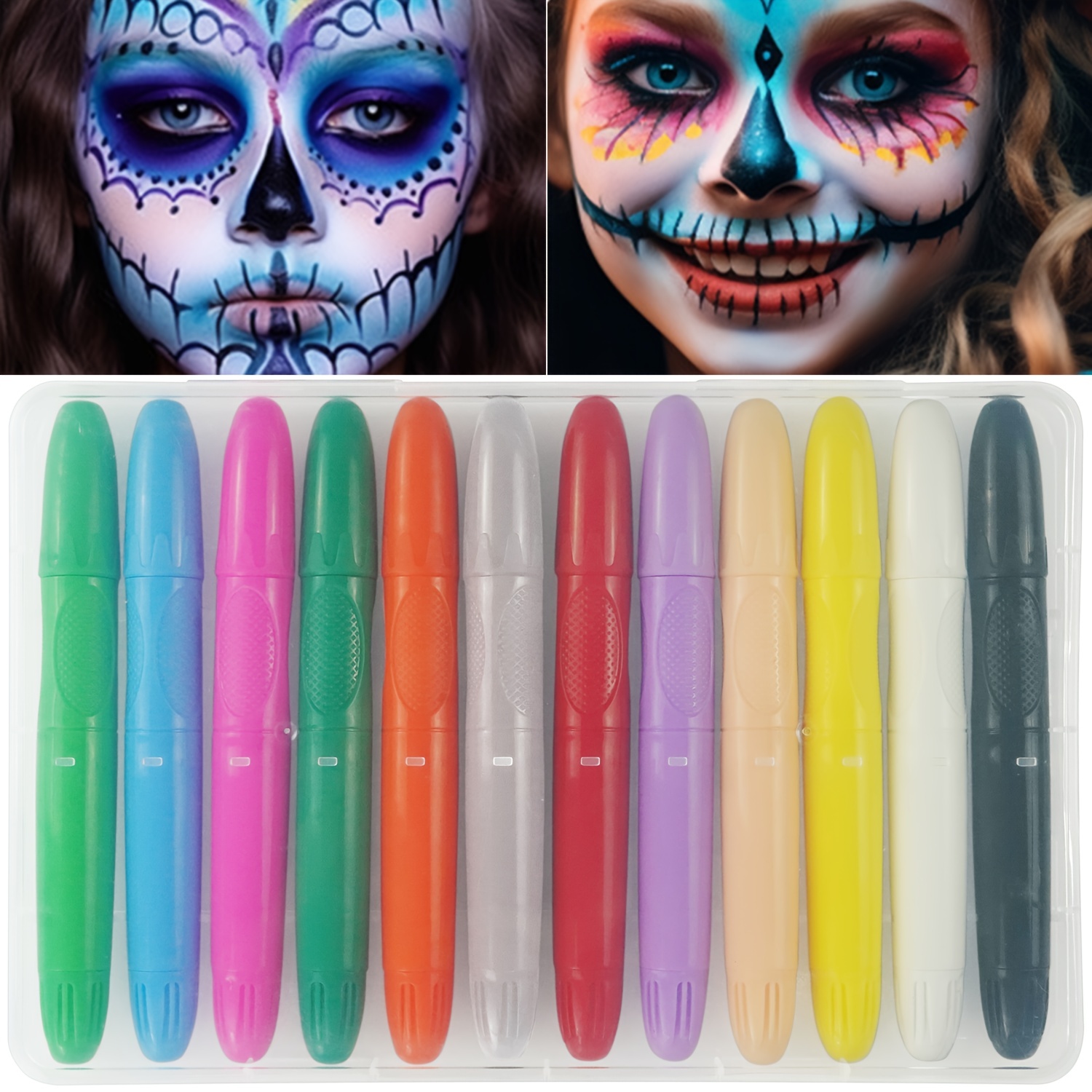 1/2PCS Halloween Party Face Painting Kit 12 Color Face Makeup Body