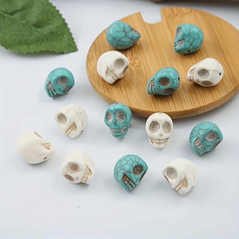 Exquisite Halloween Style Beige And Turquoise Green Skull - Temu