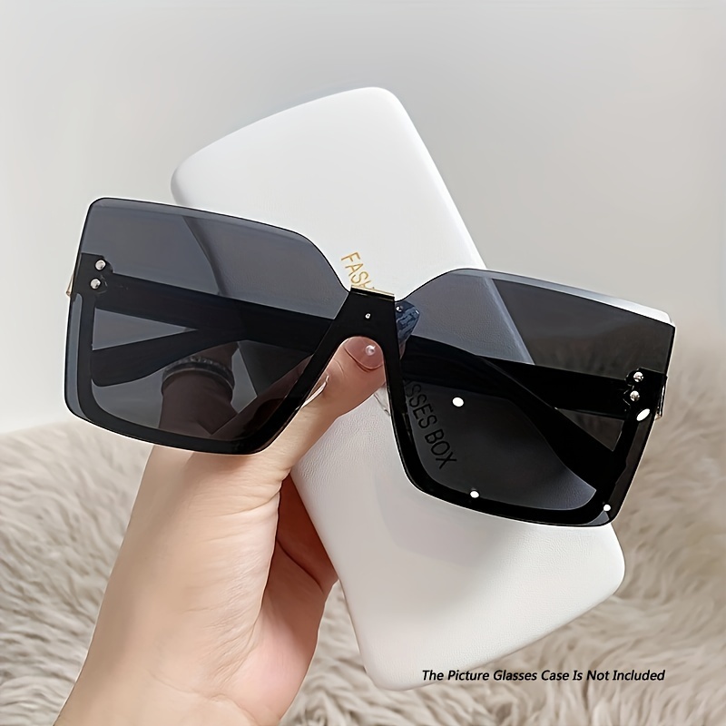 Large Semi Rimless Fashion Sunglasses For Women Men Casual Gradient Lens  Rivet Decor Glasses For Beach Driving - Temu