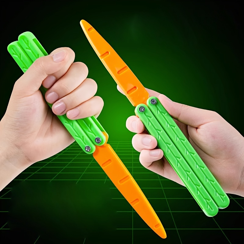 3D Carrot Butterfly Knife Baby Decompression Toy Little Radish Knife Swing  Knife