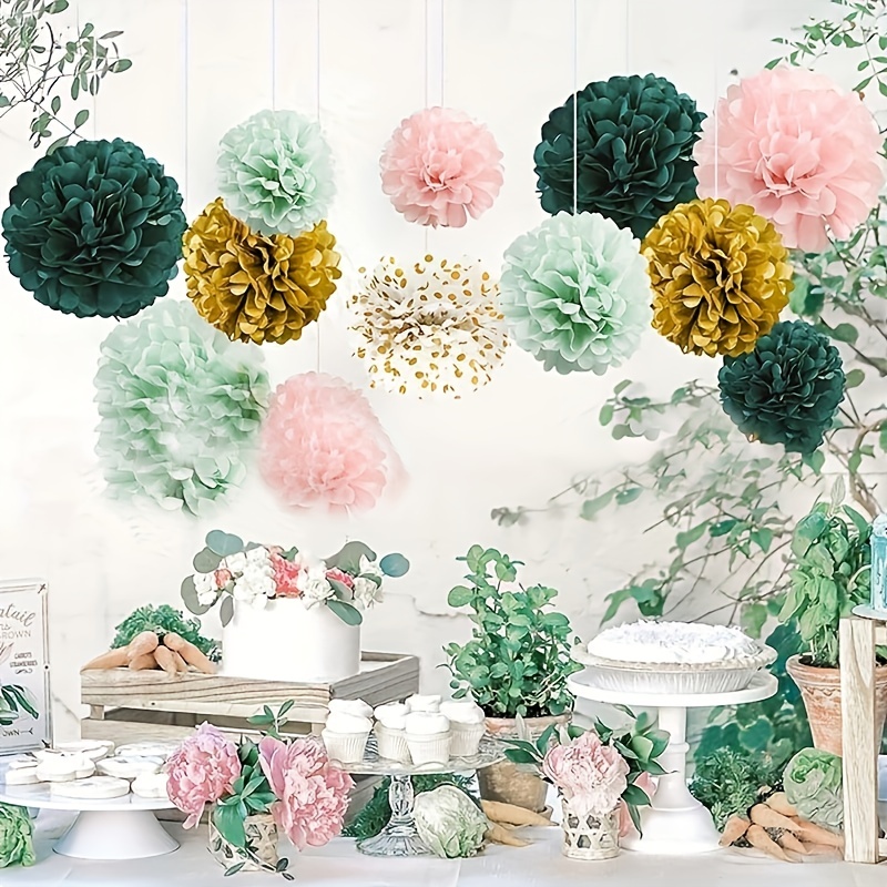 Great Choice Products Olive Sage Green Tissue Paper Pom Poms Party  Decorations Wild Safari Jungle Botanical Greenery Neutral White Gold  Flowers Wal…