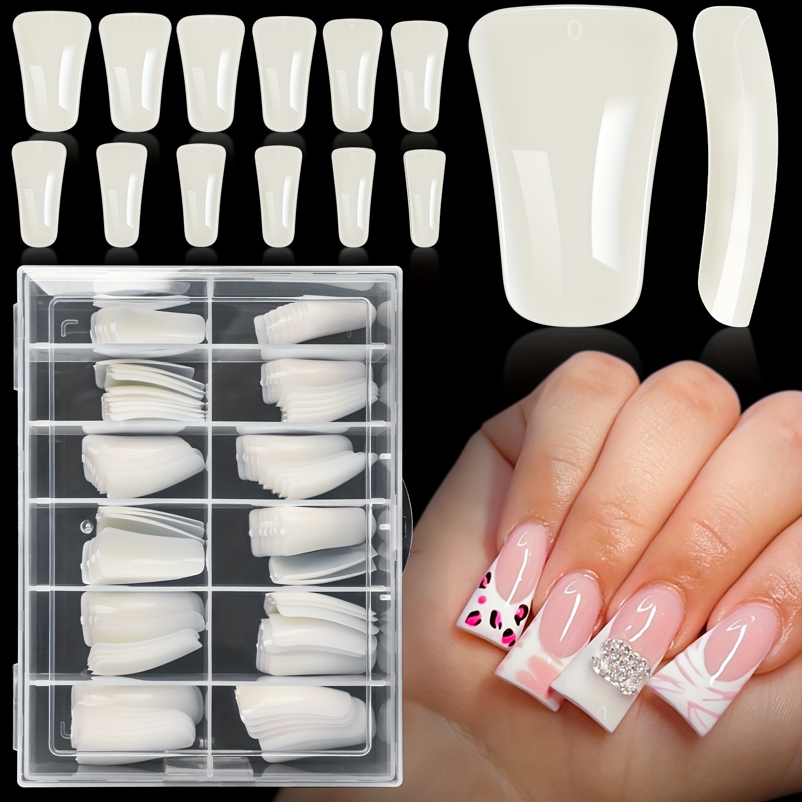 French False Toes Nails for Gel Art Stacked Faux Diamonds Stick on Toenail  with Gel for DIY At-Home Manicure Kit 