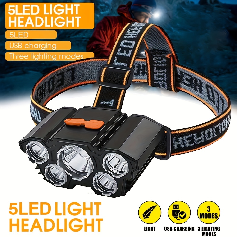 USB Rechargeable LED Headlamp Fishing Light Camping Flashlight