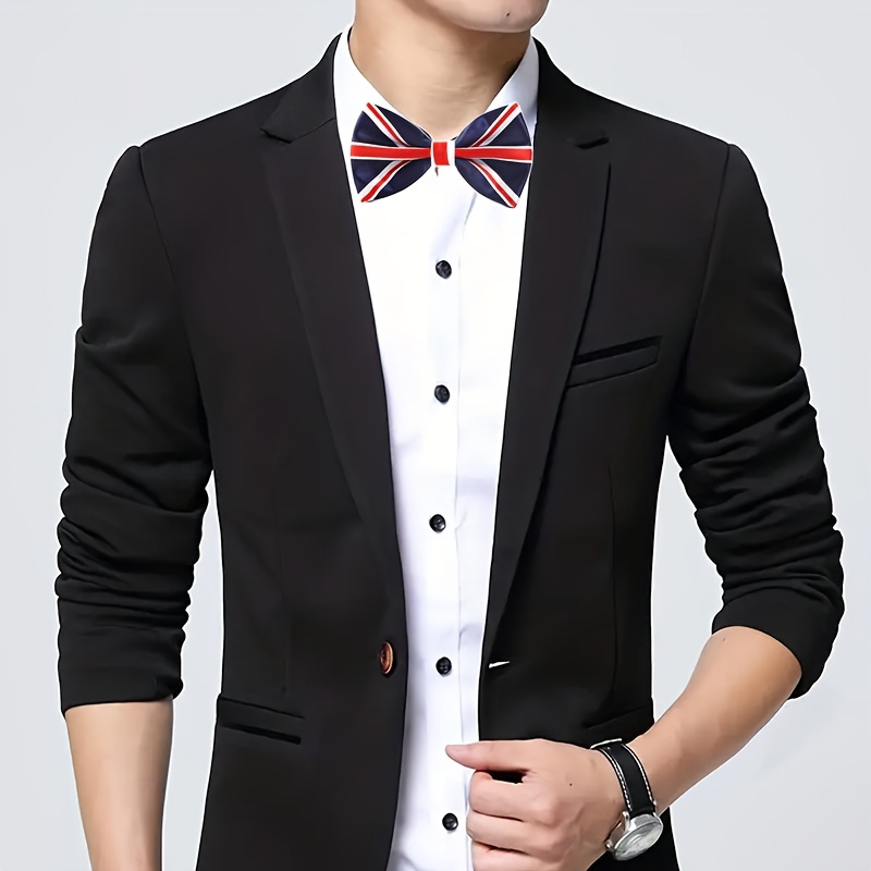 1pc pajarita con estampado de británica de arroz para hombres