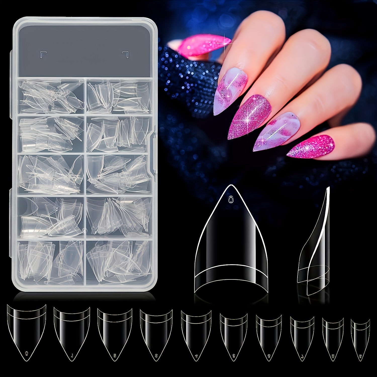 Gellen Square Nail Tips and Glue Gel Kit, Gel X Nail Kit with 240Pcs Clear  Fake