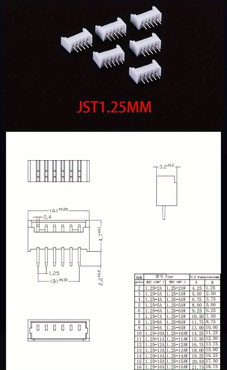 Sh Jst Zh Ph 2.0 Xh 2pin/3/4/5/6/7/8/10p Male Female Plug - Temu 