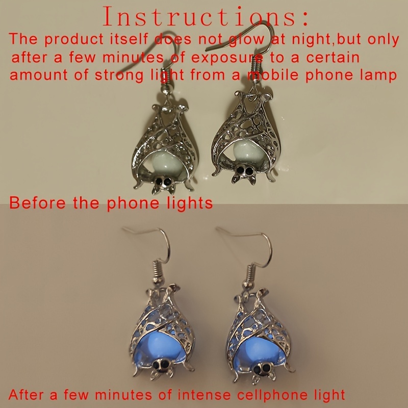 Hollow Luminous Bat Drop Earrings