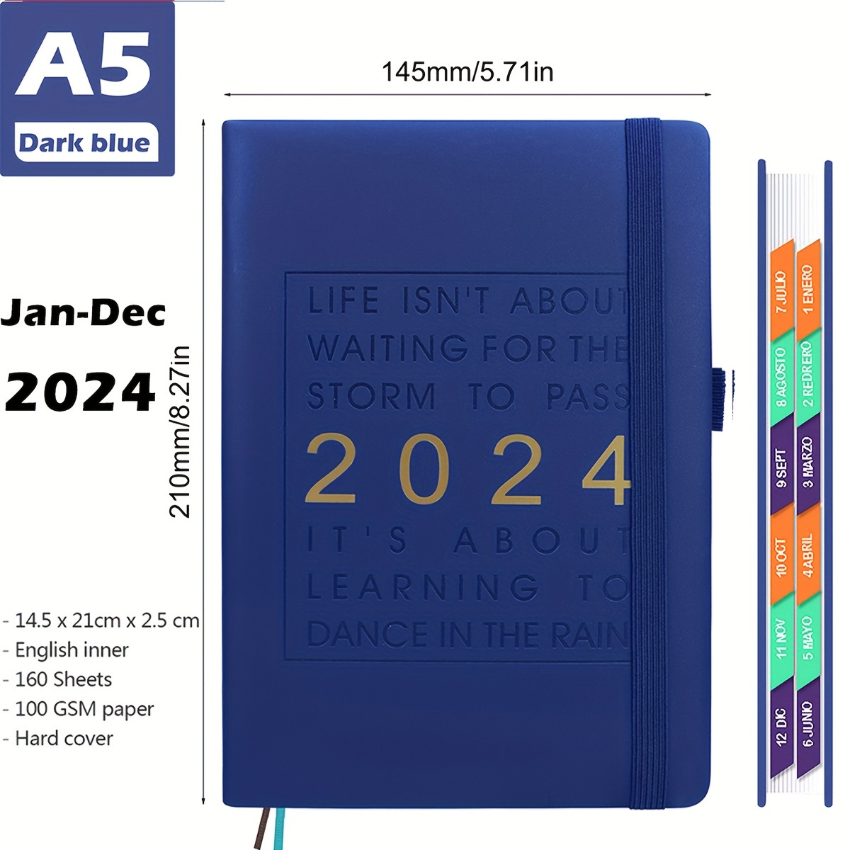 Agenda Daily Planner English 2024 Planner English Notebook Planner 2024  Monthly Planner 