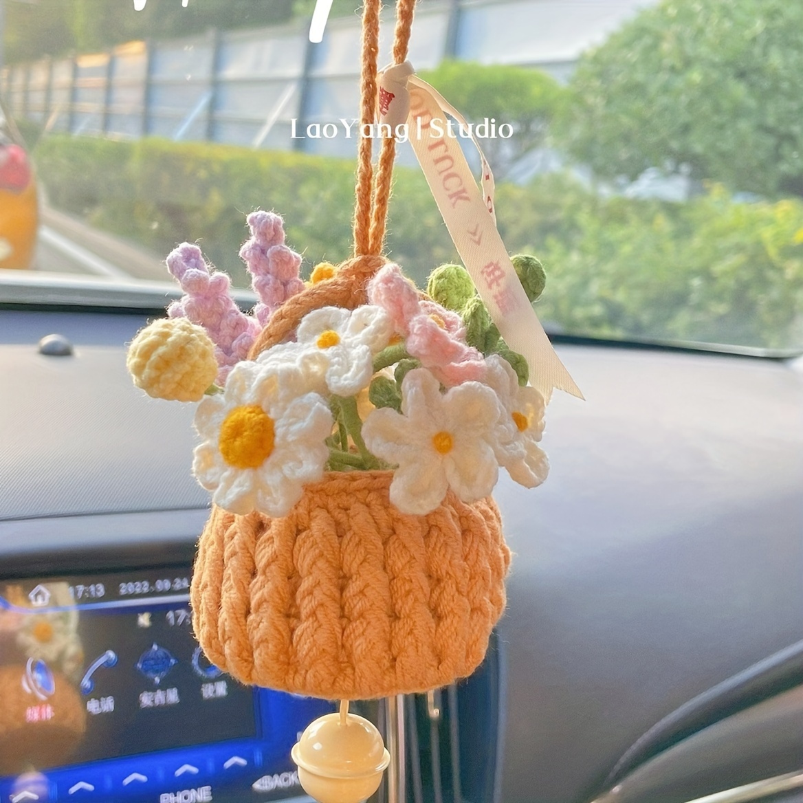 Hand woven Flower Basket Pendant Imitation Plant Pendant Car - Temu