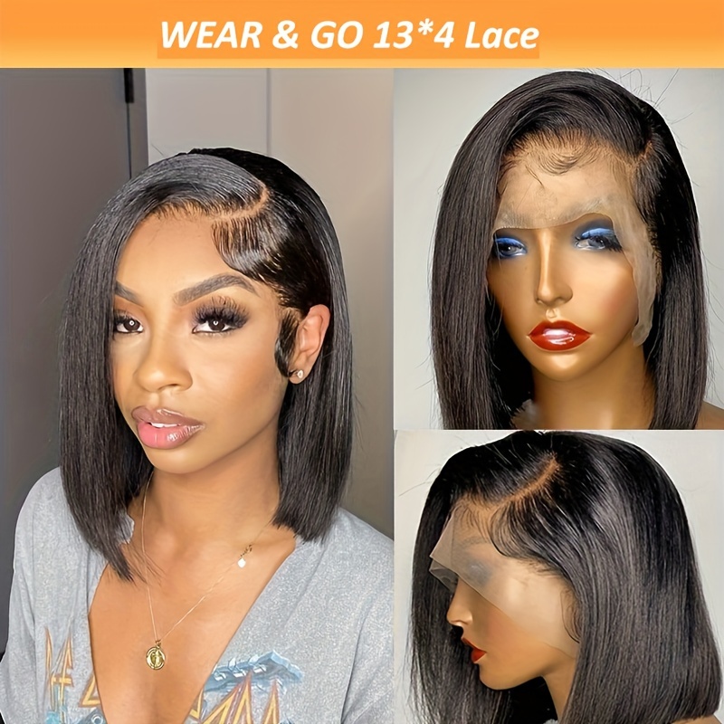 13 4 Lace Front Wigs 100 Human Hair Wig Short Bob Lace Front - Temu Canada
