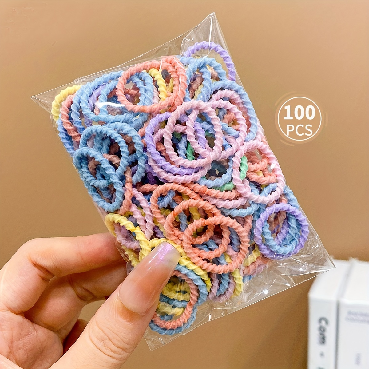 1 Paquete De 100 Gomas Para El Pelo Pequeñas De Alta Elasticidad, Color  Caramelo Para Niña