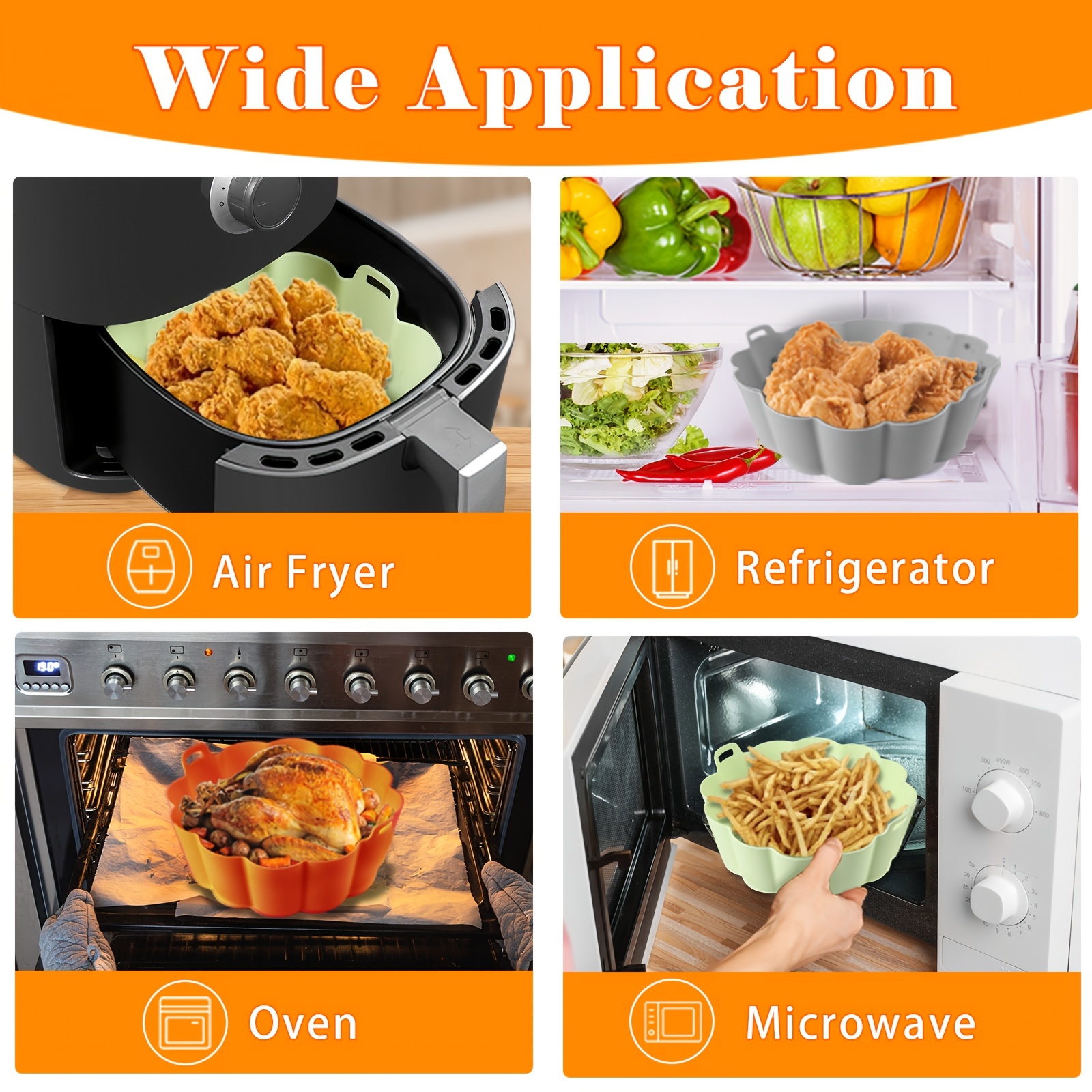 2-Pack Silicone Air Fryer Liner 7.5Inch Reusable Air Fryer Silicone Basket  Heat