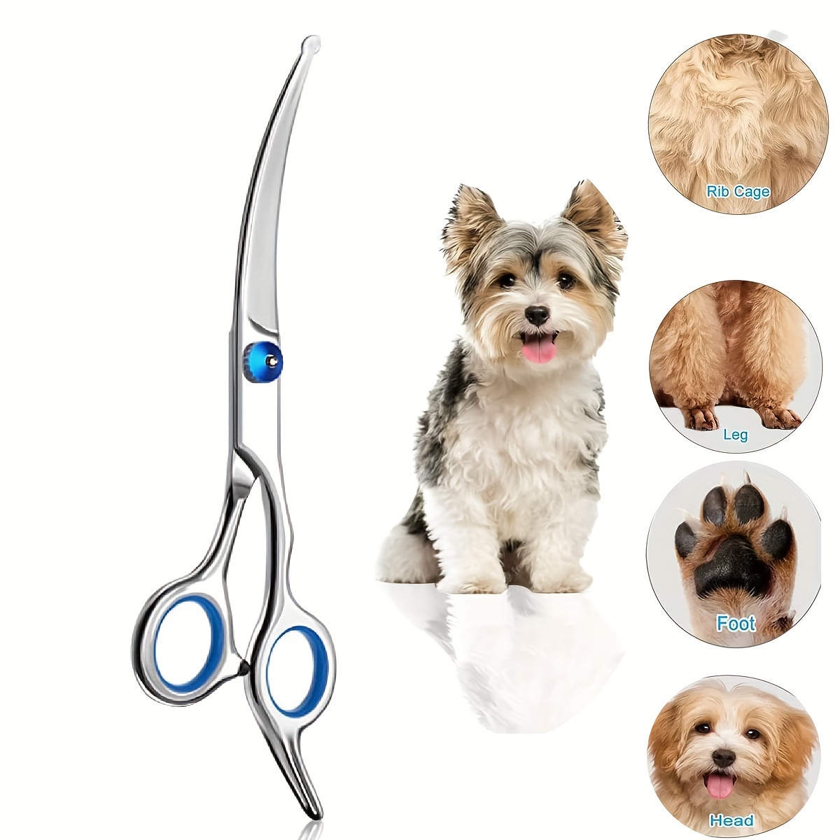 Tiny Trim 4.5 Ball-Tipped Scissor for Dog, Cat and all Pet Grooming - Ear,  Nose, Face & Paw - Scaredy Cut's small Safety Scissor Blue