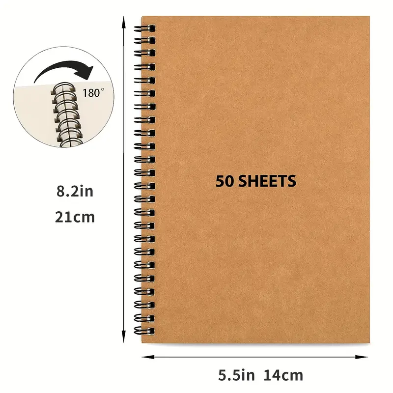 LABUK 2pcs Unlined Spiral Notebook, Blank Notebook, Sketch Book, A5 Soft Cover Drawing Book Diary Memo Notepads, 100 Pages/ 50 Sheets, 8.2 x 5.5