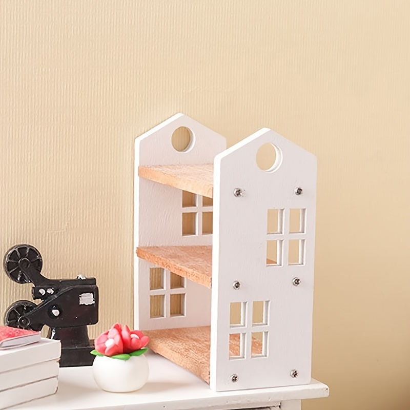 Mini estantería Dollhous para aliviar el estrés, estantería pequeña de  madera para biblioteca, vitrina para aliviar