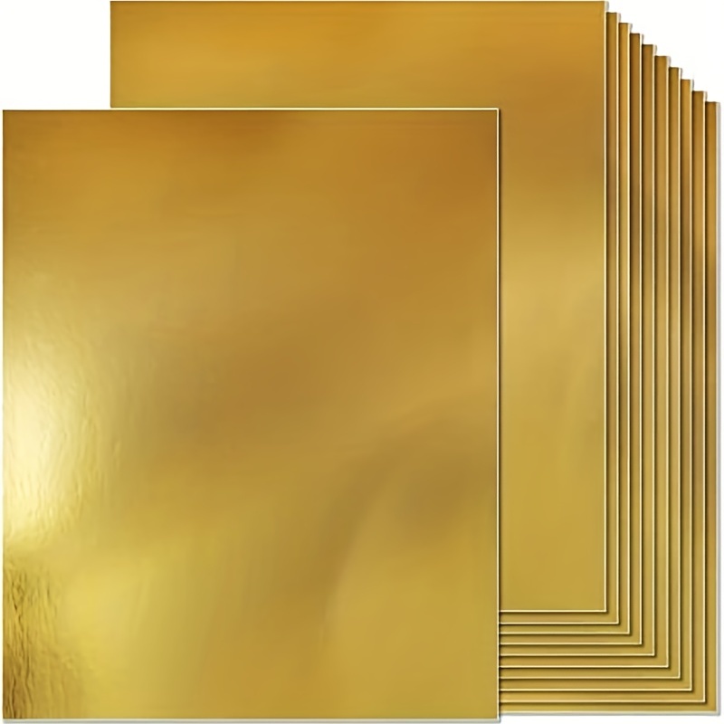 50 Pack Metallic Gold Foil Paper Board Sheets for Arts and Crafts, 8.5 x  11