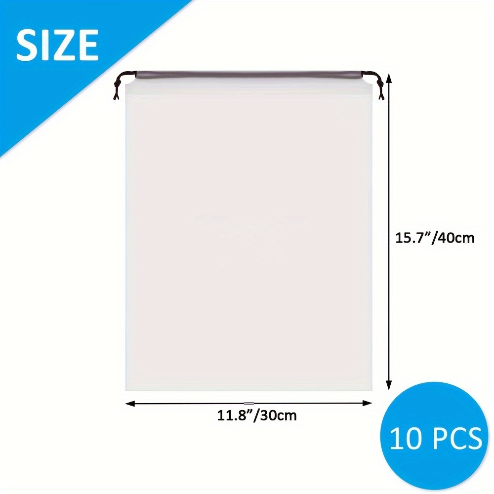 10pcs Clear Plastic Shoe Bags with Rope Handles - Durable Storage Organizers for Travel, Packing, and Organization, Ideal for Men and Women, Travel Essentials|Transparent Storage|Secure Closure, Shoe Organizers And Storage