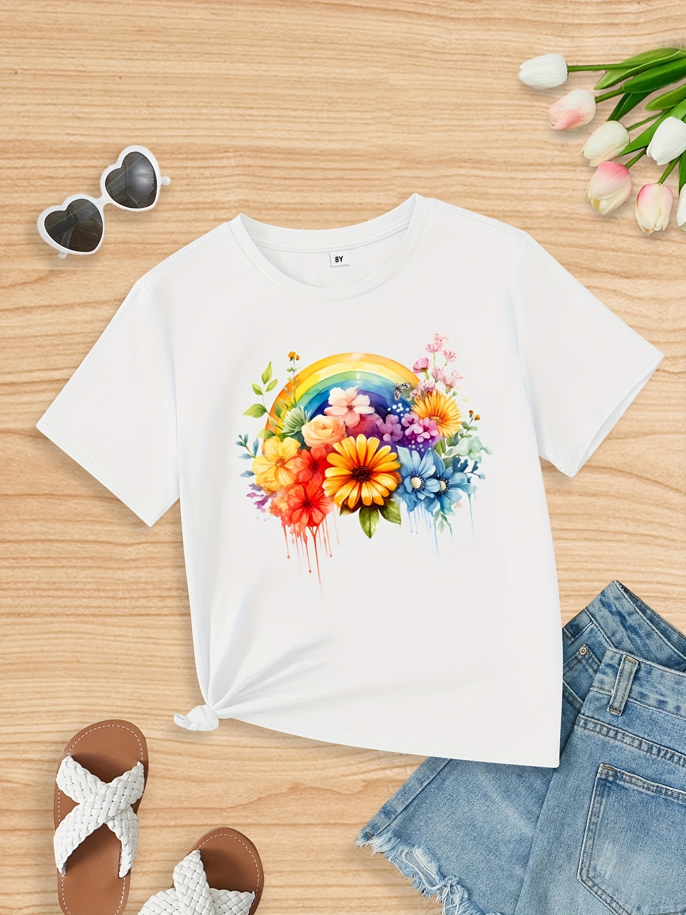 Girls Casual Cute T shirt little Princess Print Flower - Temu