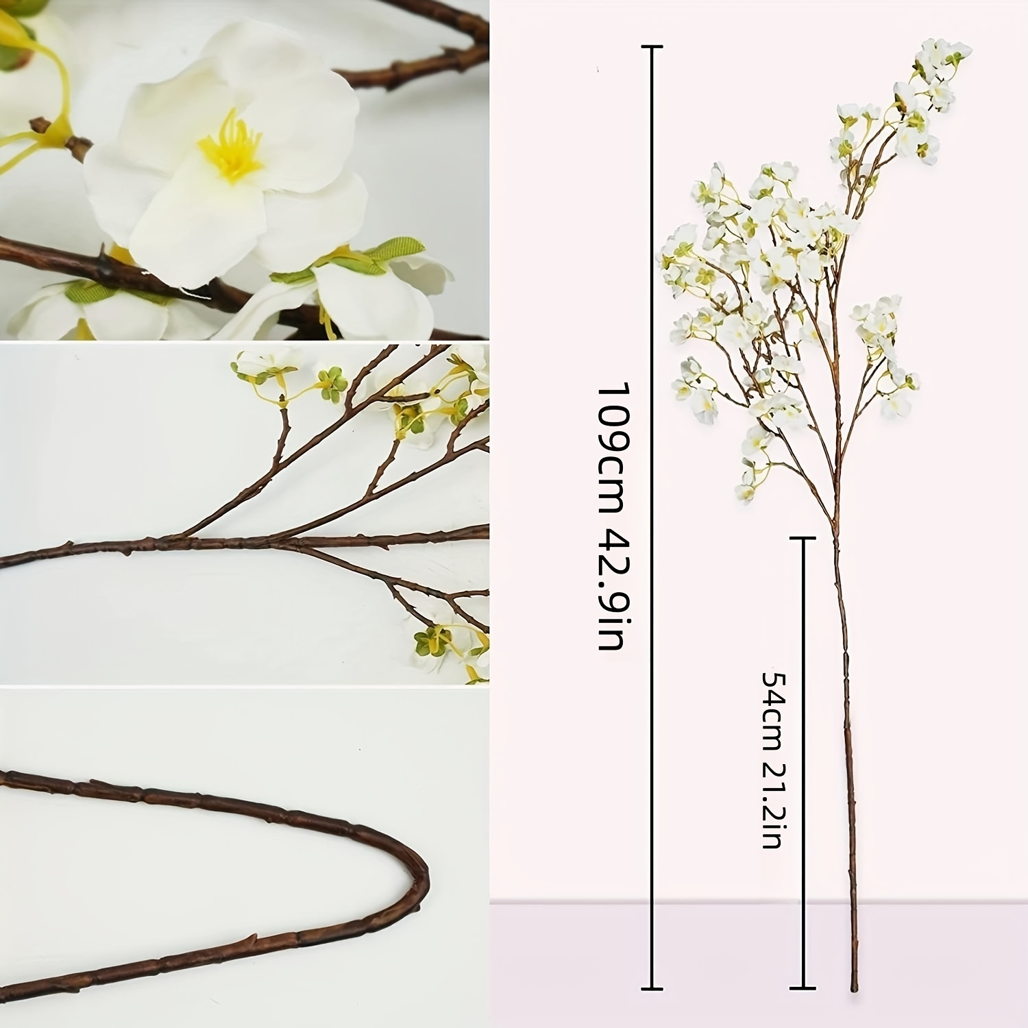 Flor de Cerezo Artificial de 109cm, flores de seda de rama larga,  decoración de fiesta de