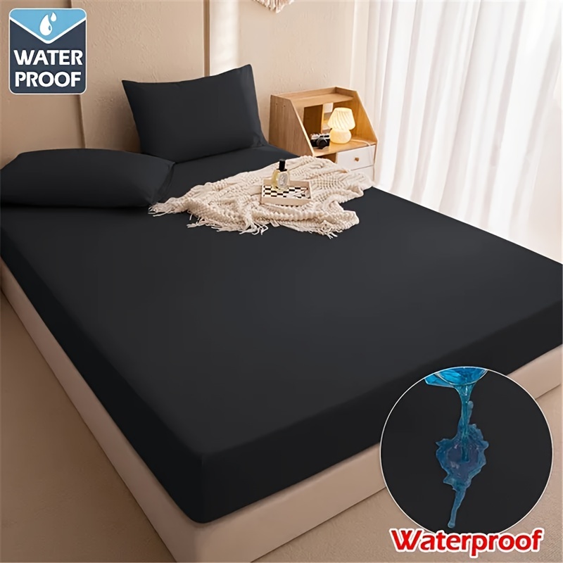 Waterproof Fitted Sheet Bedding Cover Bedcloth Solid Color - Temu