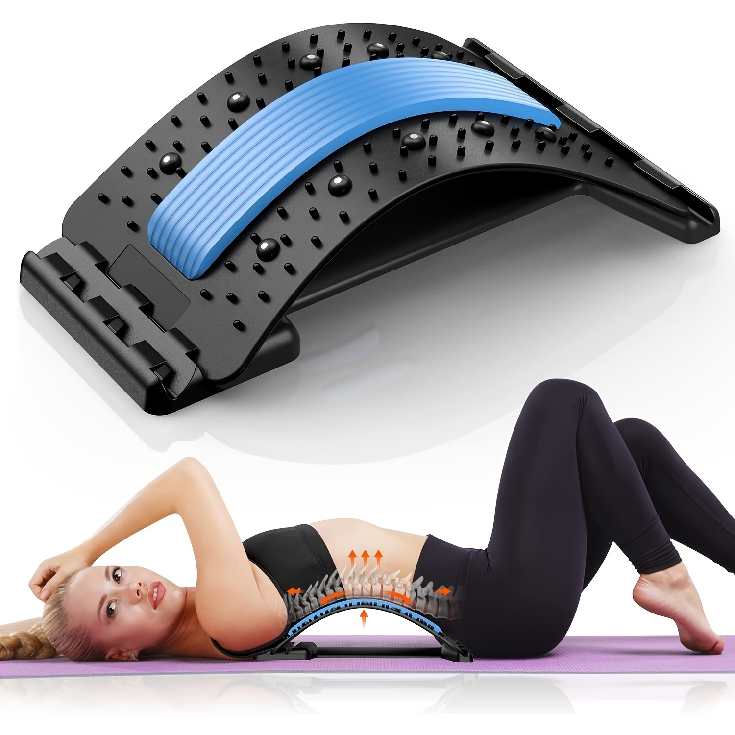 Back Stretcher For Pain Relief, Multi-level Back Cracker, Upper & Lower Back  Pain Relief Device Lumbar Support Spine Board With 3 Adjustable Settings  For Bed, Chair & Car With Massager - Temu