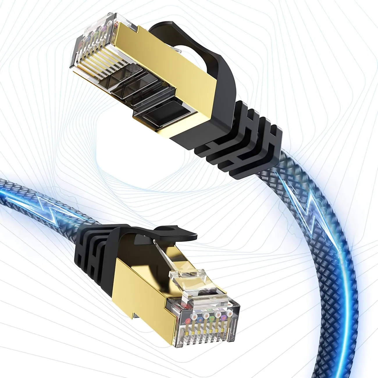 Gigabit High Speed Cat8 Network Cable: 40gbps/2000mhz Rj49 Connector  Ethernet Cord For Gaming/switch/modem/router/xbox Compatible With  Cat7/cat6/cat /cat5 Temu