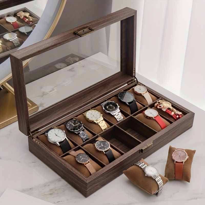 Walnut Watch Storage Box Wooden Luxury Watch Box Organizer for Men Brown  Mechanical Watch Bracelet Collection Box Case Gift