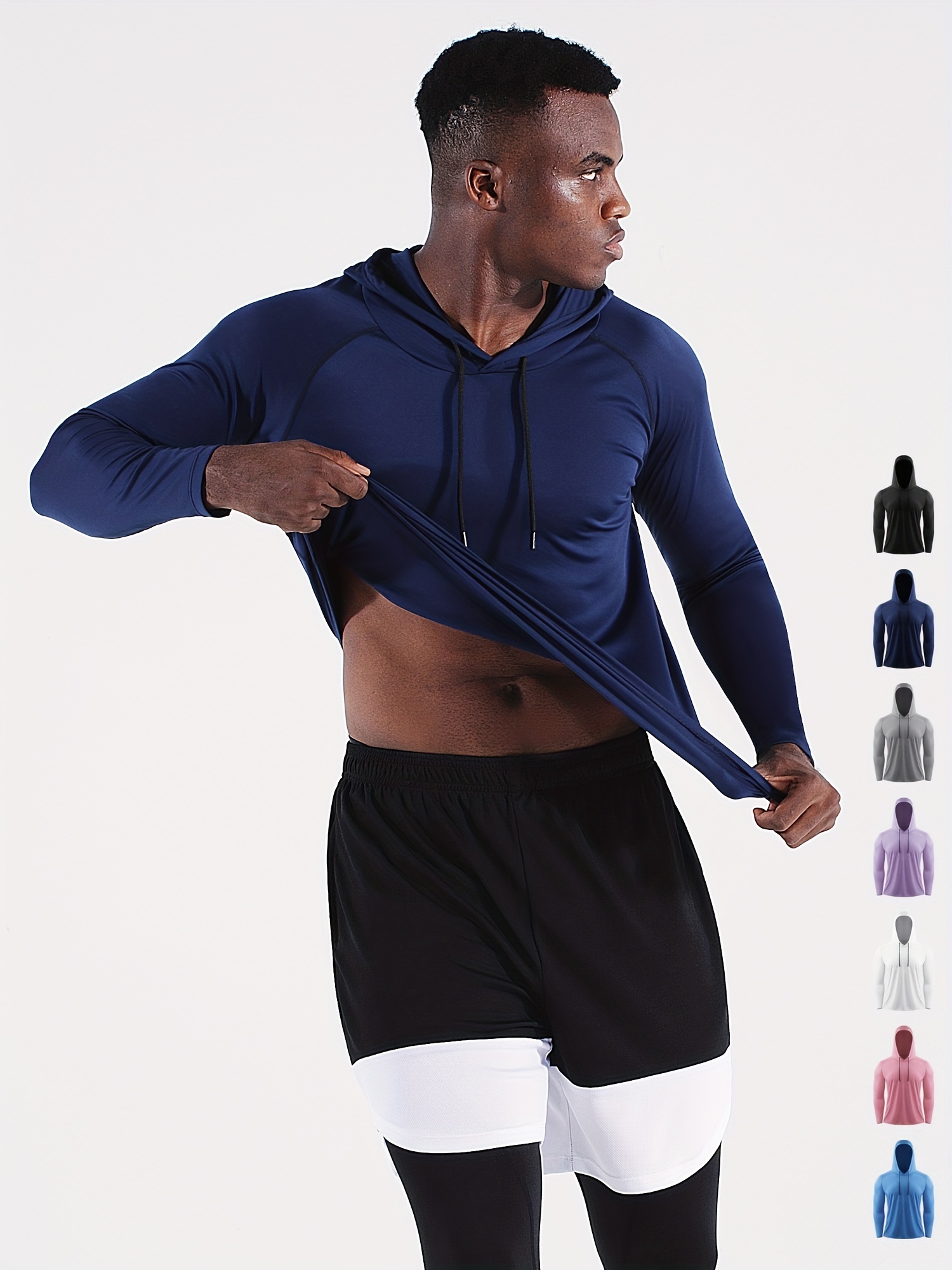 Men's Sun Protection Hoodie Active Quick Dry Slightly - Temu Canada