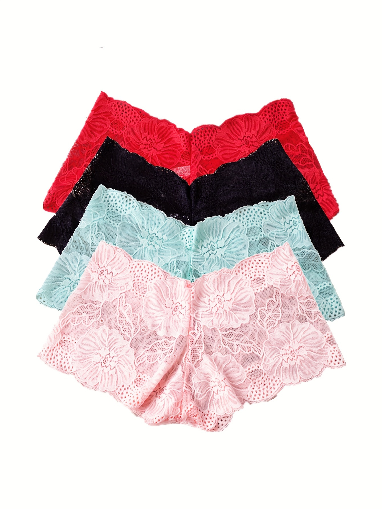 Lace Boyshort Sexy Floral Panties Low Underwear Ladies - Temu